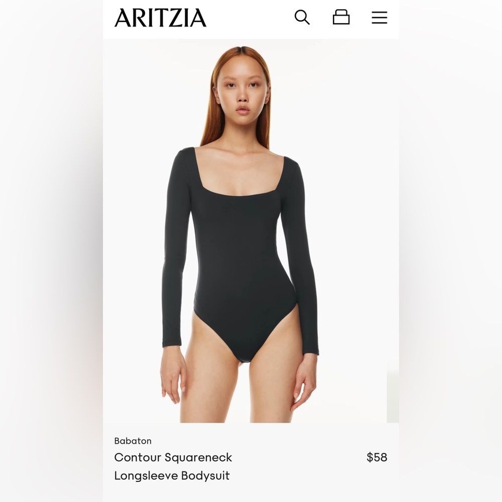 Aritzia Contour Squareneck Longsleeve Bodysuit